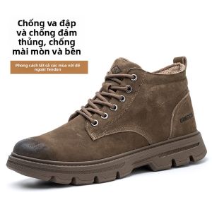 DINGGU | Giày Bảo Hộ Lao Động Nam Cổ Cao Mũi Thép Chống Va Đập Chống Đâm Xuyên Thoáng Khí Chịu Mài Mòn Mùa Đông Công Trường