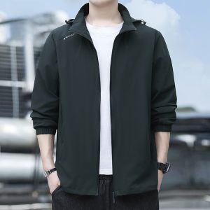 ROMON | Lormen Mens Casual Outdoor Jacket Spring Autumn New Style Windproof Short Sport Travel Coat Polyester Fiber Zipper Closure