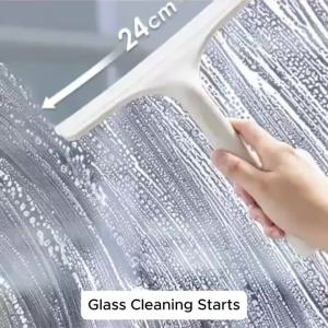 Shower Silicone Squeegee T-Shaped Bathroom Glass Scraper Window Mirror Cleaning Squeegee with Hanging Hole Cleaning Tool 26.2cm