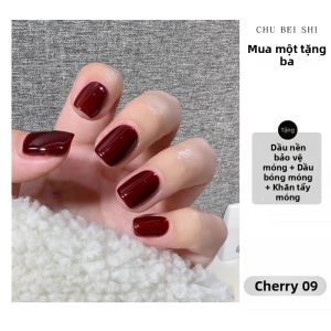 CHUBEISHI | Sơn Móng Tay Màu Đỏ Rượu Chanh Nhanh Khô Dài Lâu Phản Quang Trắng