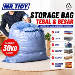 MR TIDY Storage Bag Tebal & Besar Plastic Bag Transparent for Mattress Toto Bedding Laundry Garbage Max Capacity 30kg