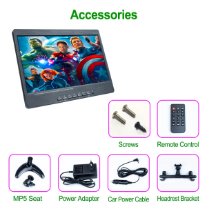 13.3 Inch IPS Display Car Headrest Monitor MP5 Video Player 2K Screen Electronic Album AV HDMI VGA  BNC Input  2*2W Speaker