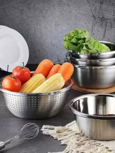 Food Strainers Basin Makapal Stainless Steel Strainer Big Colander Kitchen Accessories Food Grade Drainer Basin