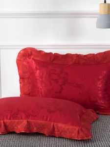 Large Size Embroidered Pillowcases Pair Luxury Lace Trimmed Single Person Adult High End Couples Bedding Accessories