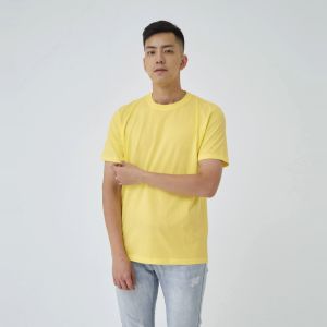 Kaos Polos Pria Oneck Lengan Pendek Bahan Katun Combed 30s Warna Pale Yellow