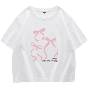 Black Butterfly Knot Short Sleeve T-Shirt Womens Summer Design Sensation Ballet Style Short Top Jisoo Gold Butterfly Knot T-Shirt