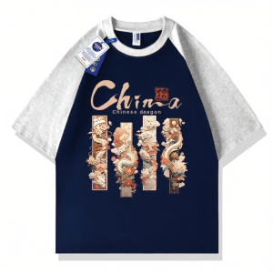 Color Blocked Summer Heavy Cotton Loose T-Shirt
