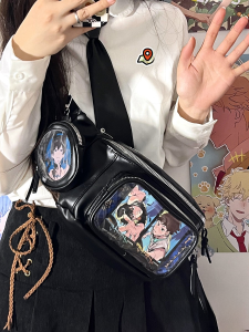 Y2g Laser Easiest for Match School Girl Slanted Chest Bag Transparent Valley Bar Ins Niche Style Doll Bag Tide Minimalist Cartoon Backpack
