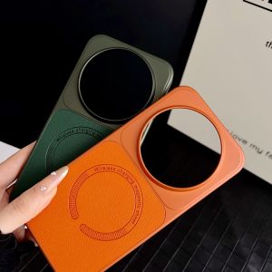 Litchi pattern magnetic attraction is suitable for Xiaomi 17Ultra mobile phone case leather pattern plain leather Redmi K90PROMAX anti-drop hard cover. h260709