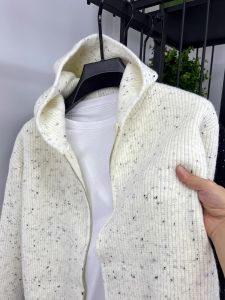 Laid-back Knitted Sweater Thickened Mens Spring Autumn New Zipper Hooded Open Cardigan Trendy Loose Casual Sweater
