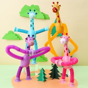 Cute Giraffe Telescopic Suction Cup Toys Pop Tubes Stress Relief Toy