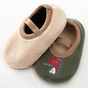 Newborn Baby Boys Girls Anti Slip Cartoon Shoes Winter Indoor Outdoor Slippers Infant Floor First Walk Shoes with Rubber Sole
