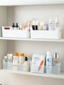 Washstand Mirror Cabinet Cosmetics Storage Box Dressing Table Multi-Functional Desktop Narrow Compartment Skin Care Products Lipstick Shelf