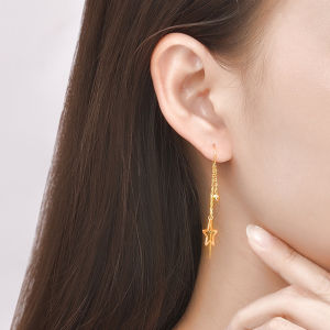 Star Dangle Tassel Thread Gold Earrings for Women Girl Long Chain Earrings for Wedding Prom Party Birthday