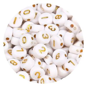 100-500PCS Acrylic Number Beads Round Flat Loose Spacer Digital Beads For Jewelry Making DIY Bracelet Necklace Accessories