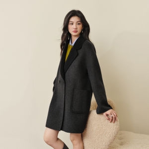 SEIFINI | Contrast Collar Loose Fitted Double-Faced Coat with Alpaca Wool and Silk