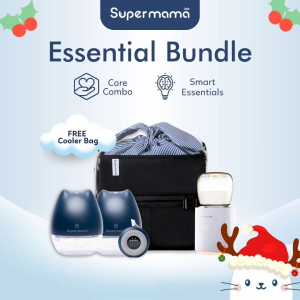 Supermama Lab Essential Bundle | Air Plus Handsfree Electric Wearable Breast Pump + Portable Milk Warmer + FREE Cooler Bag - Lazada