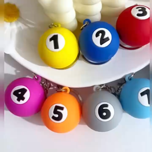 【Local Seller】Billiards Shaped Keyring Assorted Colorful Billiard Pool Small Ball Keychain Creative Hanging Gifts