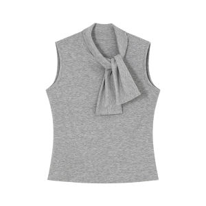 Design Sense Tied Neck Sleeveless Knit Vest