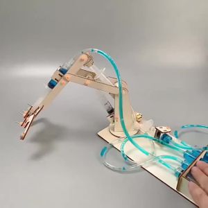 DIY Wooden Hydraulic Mechanical Arm Model STEM Toy Educational Science Building Kit for Children Puzzle Learning Gift