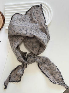 BILLI ZILLY | Summer New Womens Cotton Linen Floral Triangle Scarf Head Wrap Necktie Stylish Accessory Double Sided Decorative Square Scarf