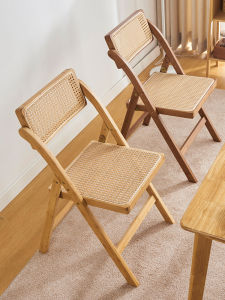 MEIZHULIJIA | Folding Dining Chair with Backrest for Leisure Woven and Thick Cushion