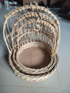 keranjang rotan ayunan bulat sepaket isi 3 pcs