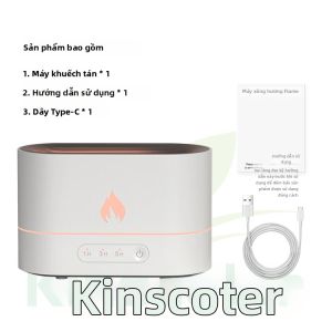 Máy Khuếch Tán Hương Thơm Điện Tử KINSCOTER 250ml Với Đèn LED Hẹn Giờ Thông Minh USB Máy Tạo Độ Ẩm Hình Ngọn Lửa Đèn Ngủ Mô Phỏng Lửa Dùng Cho Liệu Pháp Hương Thơm