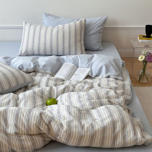 Nordic Style Pure Cotton Bedding Set 4-Piece Quilt Cover Sheet Bed Skirt Student Dormitory Single Bed 3-Piece Set Floral Pattern