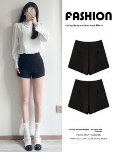 High Waist A-Line Short Pants Womens Spring Autumn 2025 New Style Slimming American Hot Girl Casual Black Wrap Body Shorts