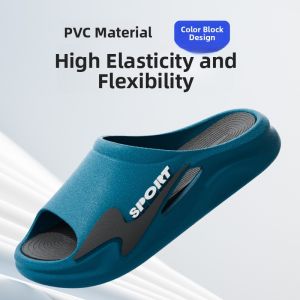 Mens Summer 2025 New Indoor Home Anti-slip Waterproof Slippers Sporty Sensation Flat Sandals Comfortable PVC Material Shock Absorption