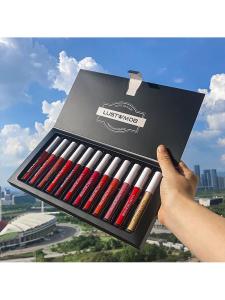 ลิปสติกเนื้อแมทต์ติดทนนาน 12 ชิ้น ไม่ซีดจาง ไม่ติดแก้ว ต้านทานน้ำ ลิปสติกจุดขาย 3 ปี ผลิตในจีน