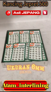 1 Kotak isi 10 Gross | Kancing Jepret 500 Asli Jepang Diameter 6mm Silver / Nikel | Kancing Cetet | Kancing Tekan | Kancing Knop | Kancing Popper tich | Snap Button | Kancing Cetet Kualitas sangat bagus
