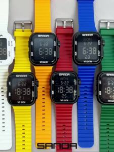 Sanda | SANDA Electronic Watch Men Square Steel Band Digital Wristwatch Temperature Measurement Stopwatch Timing Multifunctional Watch