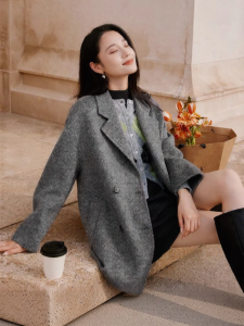 XIANGYING | Womens Wool and Cashmere Double-Faced Coat