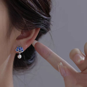 S925 Sterling Silver Lotus Earrings Womens Retro Style Fashion Jewelry out New Design Dainty Luxury Vintage Earring