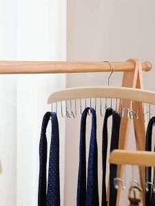 3PCS Multifunctional Household 8 Hooks Solid Wood Hanger Bra Hanger Belt Rack Tie Non-Slip Rack Underwear Storage Rack