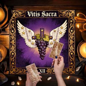 VIKAMA Zodiac Star Chart Neon Zodiac Signs Wings Cross Grape Altar Cloth Tarot Card Tablecloth Wicka Divination Meditation Decor