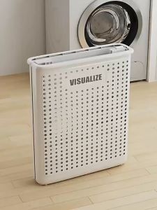 Large Capacity Storage Basket Foldable Plastic Laundry Basket with Wheels for Clothes Storage