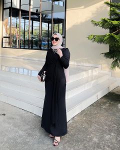 Eleeana Dress Ceruty Mix Payet Gamis Wanita Terbaru 2024 Viral Dress Kondangan Wanita Muslim Elegan