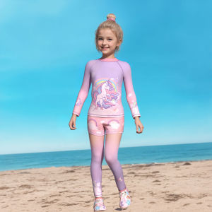 New Childrens Swimwear Top And Bottoms Separate Long Sleeve Long Pants Sun Protection Swimming Costume Baby Girl Conservative Swimsuit