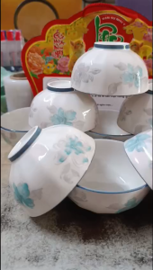 BỘ 10 CHÉN CƠM GỐM SỨ CAO CẤP – HỌA TIẾT THANH HOA CÁT TƯỜNG