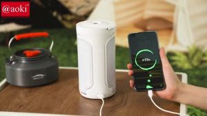 AOKI Lampu Darurat/Camping 4800mAh dengan Powerbank - USB Type-C Pengisian Cepat Multifungsi Meja & Gantung Desain Modern Stylish