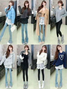 กระโปรงสั้นผ้าลูกไม้สไตล์เกาหลีทรงเข้ารูปเอวสูง ปกปิดสะโพก ชั้นในสำหรับใส่ทำงานในฤดูหนาว กระโปรงสั้นผ้าไนลอนผสม