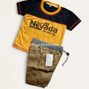 Paket 2pcs Setelan Anak Kaos Kombinasi&Chino Bahan Katun Kombed30s Nyaman Dipakai