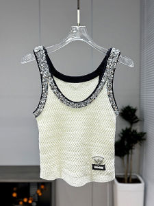 SANGMAN | Sequined U-Neck Vest Thin Knit