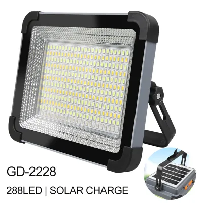 1000LM Solar-Powered Flood Light - 50W Rechargeable LED with Reflector Waterproof for Outdoor Construction & Security Lighting
