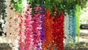 Bunga Wisteria Jumbo 1 Lusin: Dekorasi Hiasan Gantung Artifisial