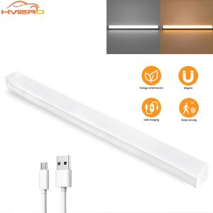 Motion Sensor Night Lights Wireless LED Lamp USB Rechargeable Magnetic For Wardrobe Room Closet Kitchen Aisle Tube Detector Bulb