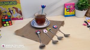 EFHL0004 Sendok Teh Mini Isi 10 pcs Karakter Cartoon Kecil Stainless